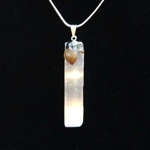 Selenite + Citrine Necklace , healing Crystal